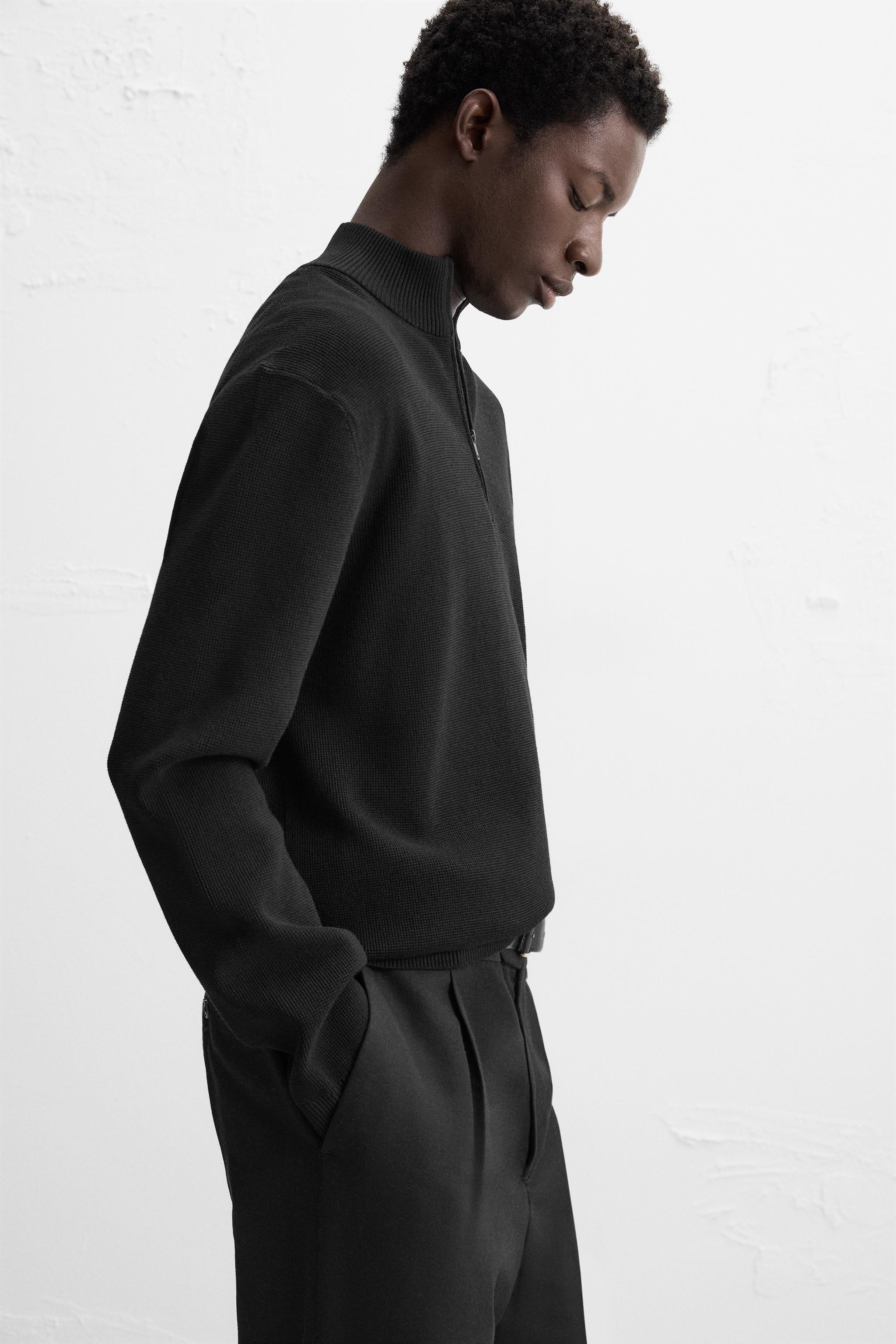 【ZARA】クオータージッパー フーディ | 4729/400/898 WASHED QUARTER-ZIP HOODIE - Dark anthracite | ZARA United States