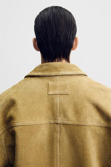 SUEDE LEATHER JACKET - Dark beige by Zara