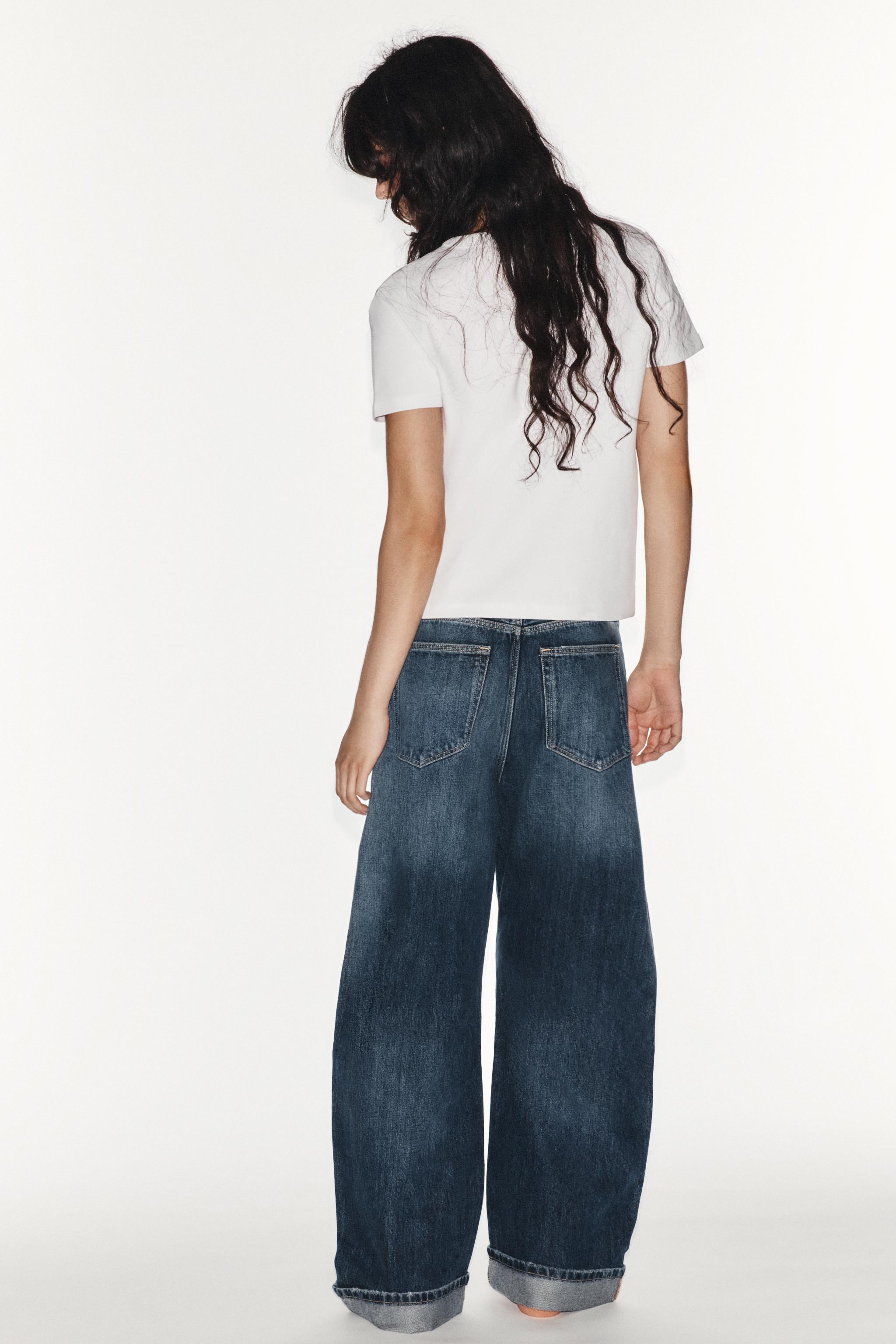 TRF MID-RISE BAGGY FOLDED JEANS