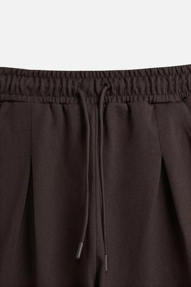 OVERSIZED FIT PLEATED BERMUDA SHORTS - Brown by Zara - Image 9