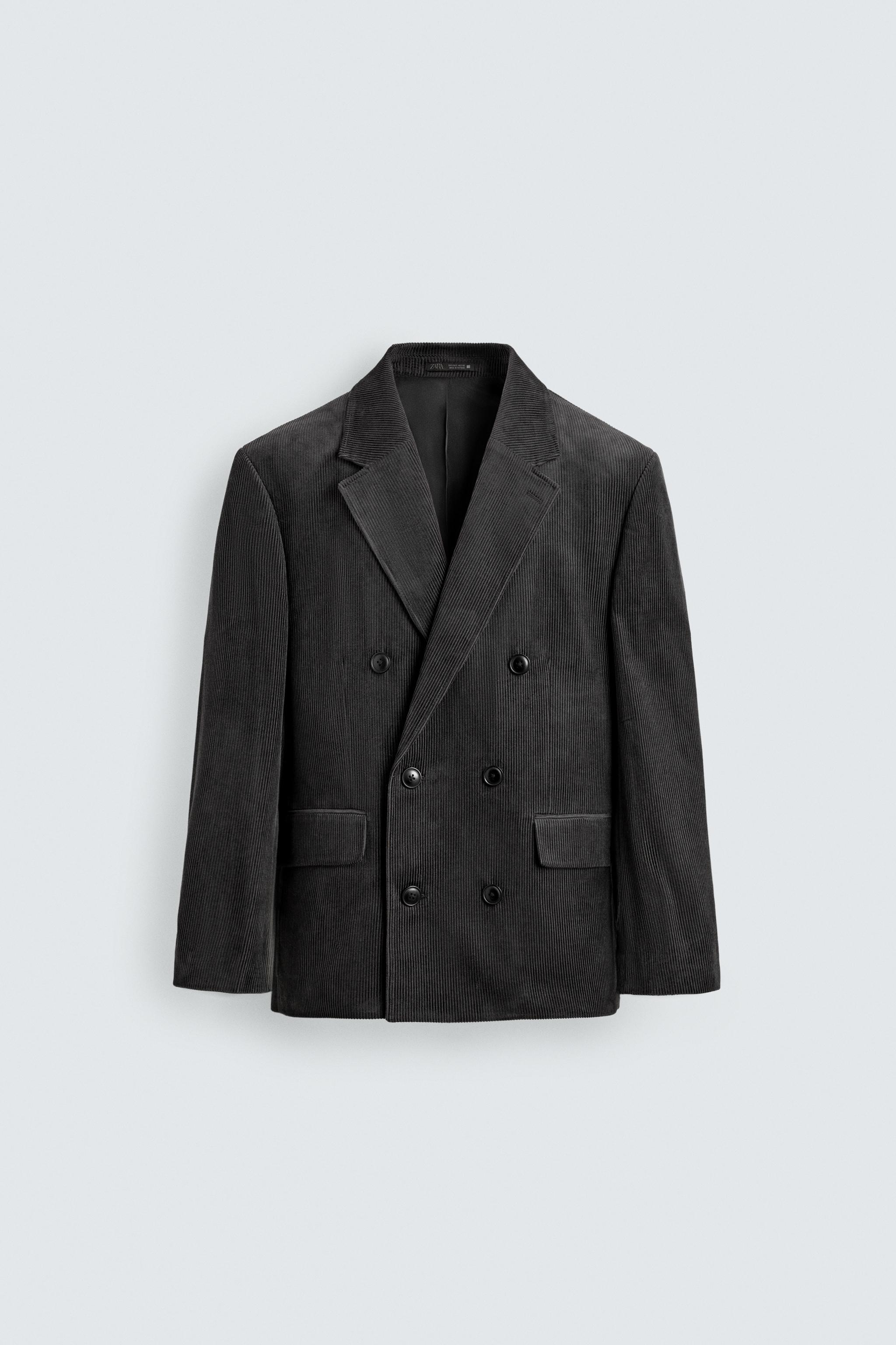 DOUBLE-BREASTED CORDUROY BLAZER Anthracite grey ZARA Turkey