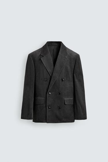 DOUBLE-BREASTED CORDUROY BLAZER - Anthracite grey by Zara