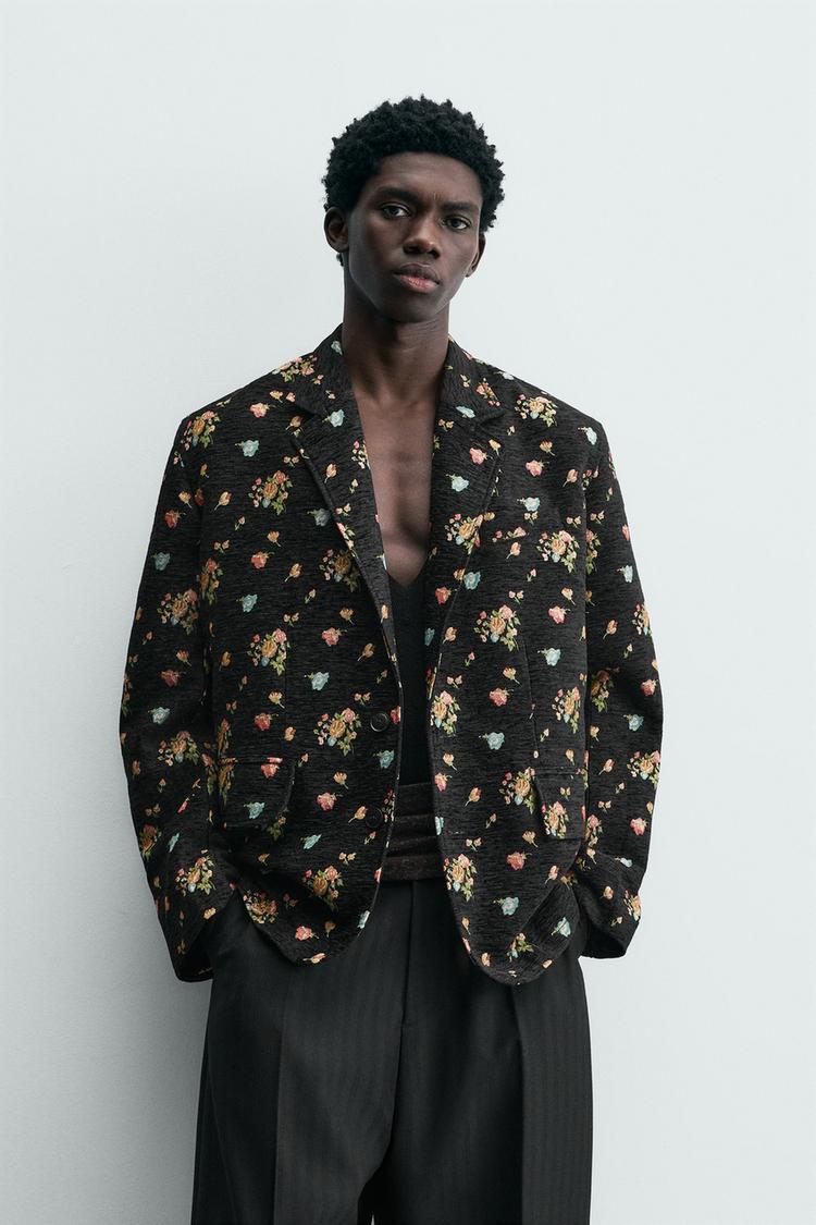 ZARA FLORAL JACQUARD BLAZER