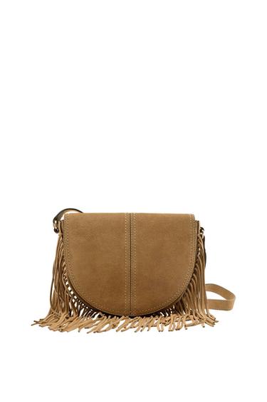 SPLIT SUEDE CROSSBODY BAG WITH FRINGING