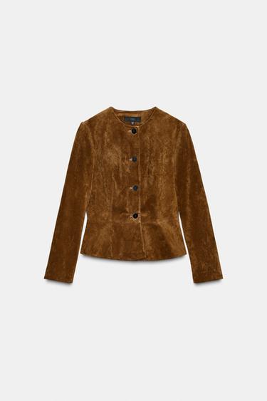 100% LEATHER JACKET WITH EVA HEM - whisky by Zara
