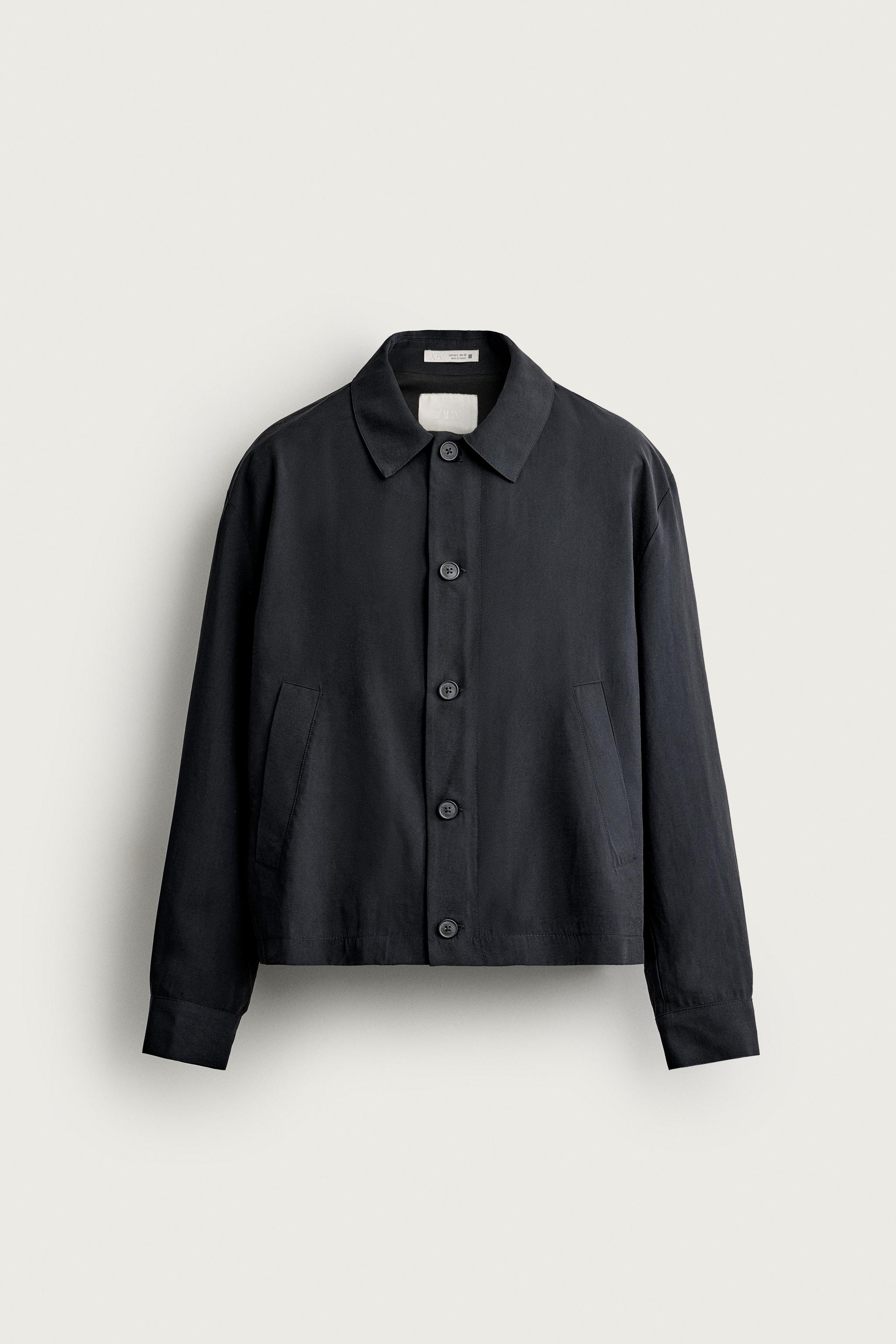 FLUID BOXY-FIT OVERSHIRT — Black