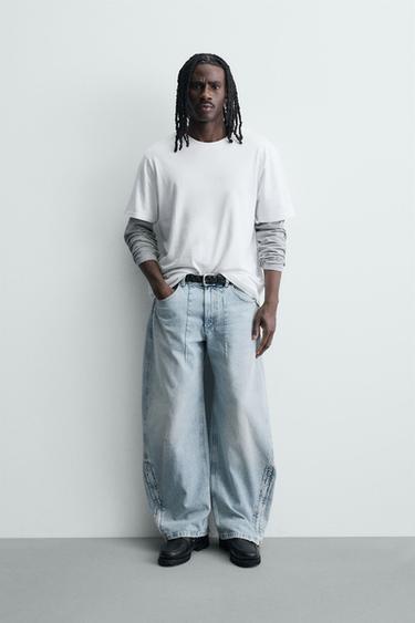 BALLOON FIT JEANS WITH ZIP - Blue / Green by Zara - Image 0