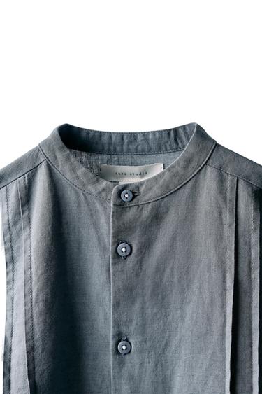 6-10 YEARS/PLEATED LINEN BLEND SHIRT - LIMITED EDITION - Blue / Steel by Zara