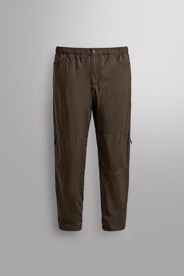 PANTALONS DE BUTXAQUES AMB FOLRE COMBINAT - Marró de Zara