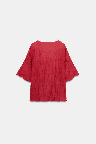 TOP EN MAILLE EFFET FROISSÉ - Rouge moyen de Zara - Image 9