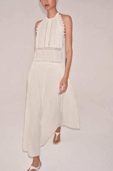 ZW COLLECTION МИДИ ФУСТАН СО ТАНТЕЛА - Екру од Zara