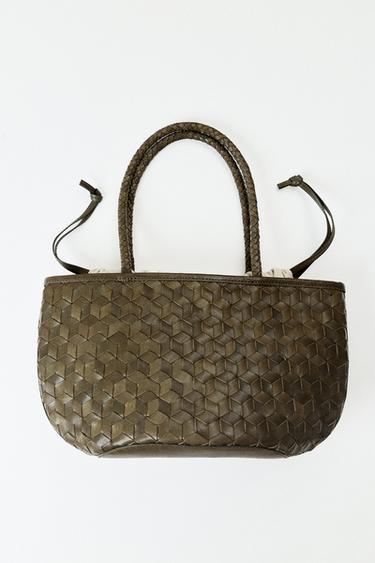 BRAIDED LEATHER SHOULDER BAG - Green by Zara