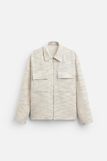 CAMISA LARGA COM TEXTURA E BOLSOS - Bege da Zara
