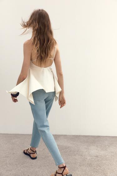 ASYMMETRIC PEPLUM TOP - Ecru / Marl by Zara - Image 2