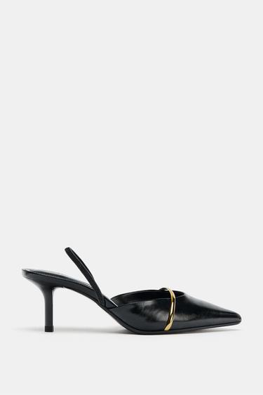HIGH-HEEL SHOES WITH METAL DETAIL - Black by Zara