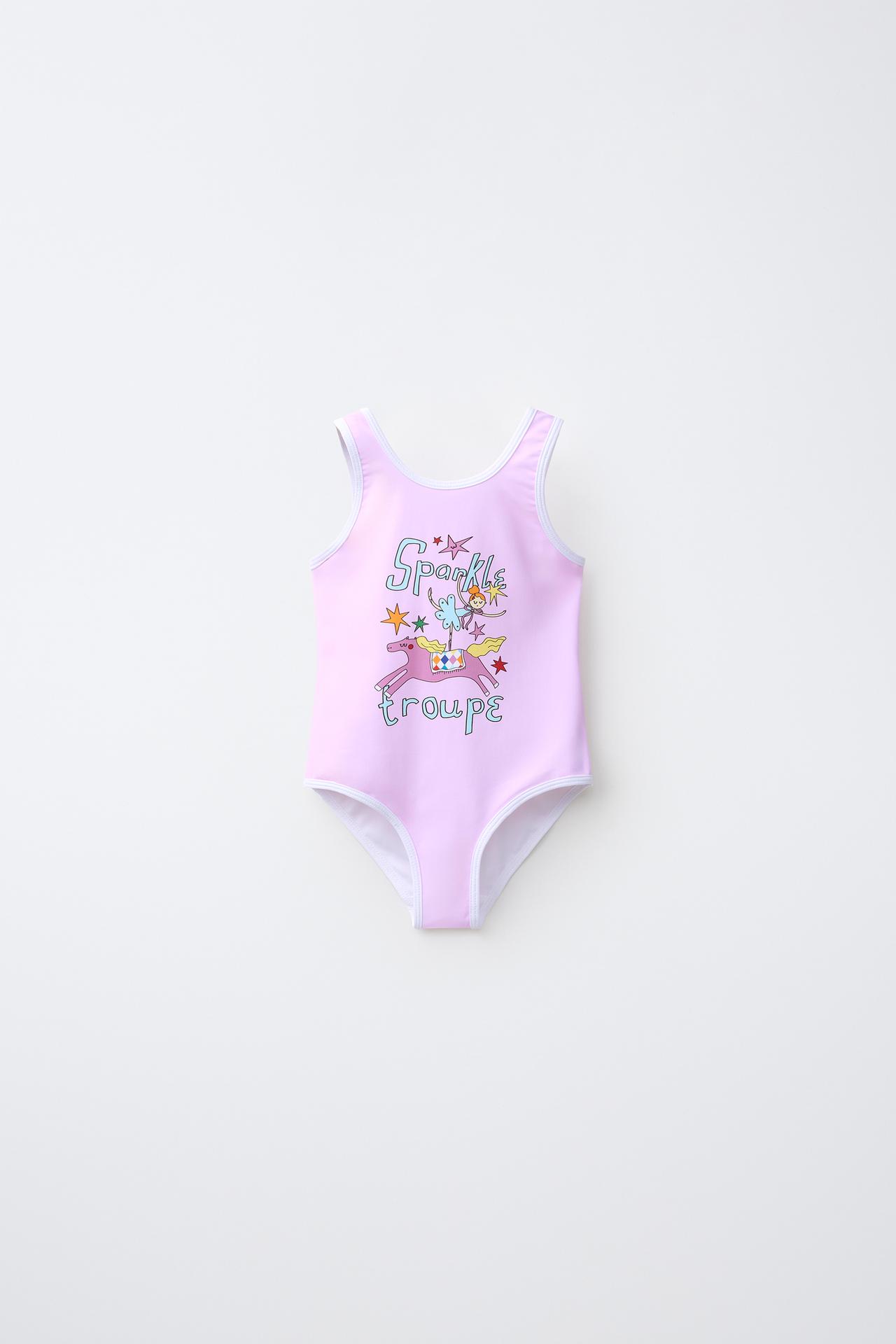 2-6 YEARS / CIRCUS PRINT SWIMSUIT — Pink / Mauve
