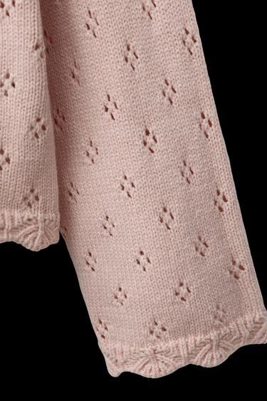 Zara FLORAL KNIT CARDIGAN - Peach