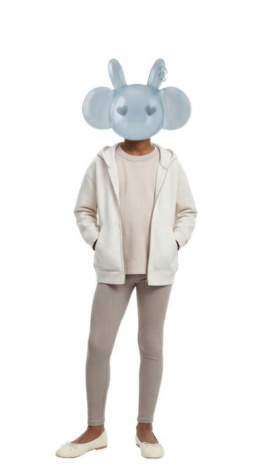 Zara BASIC ZIP SWEATSHIRT - Ecru