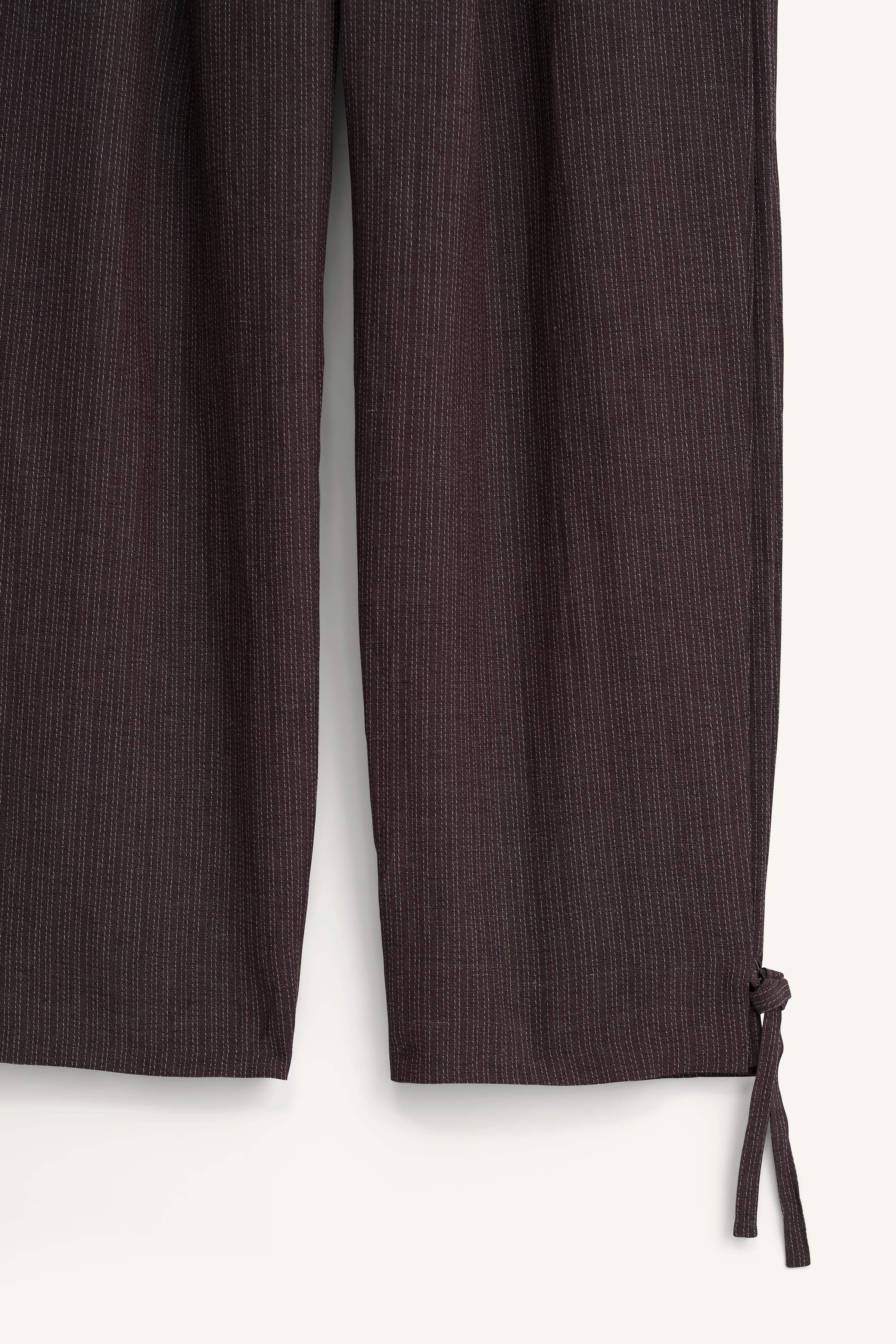 VISCOSE-LINEN STRIPED SUIT PANTS WITH SIDE PLEATS