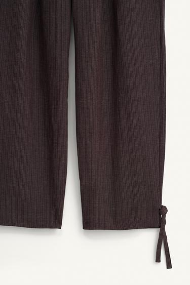VISCOSE/LINEN STRIPED SUIT TROUSERS WITH SIDE PLEATS - Dark brown by Zara - Image 6