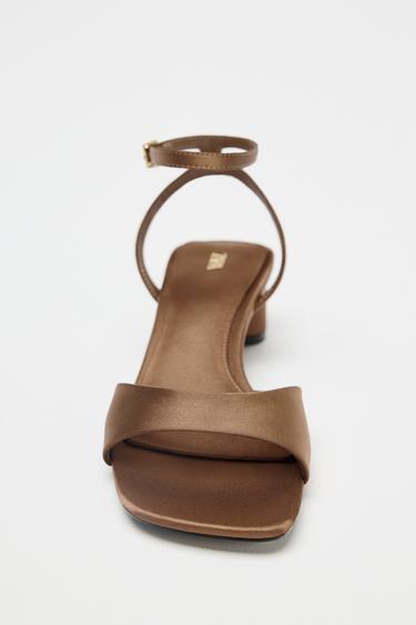 SATIN FINISH HEELED SANDALS - Ochre by Zara - Image 3