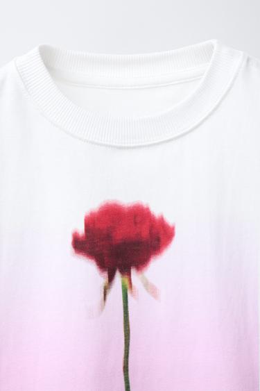 FLORAL PHOTOGRAPHIC T-SHIRT - White by Zara - Image 2