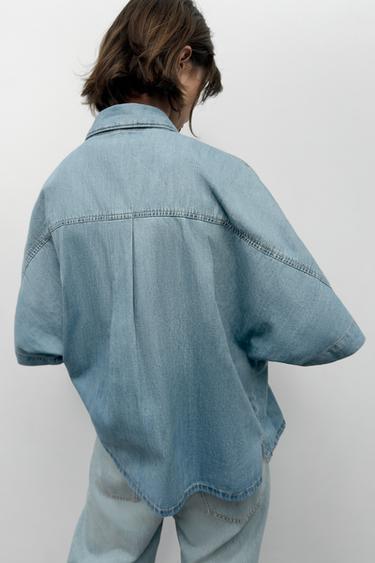 TRF SHORT SLEEVE DENIM SHIRT - Blue by Zara - Image 3