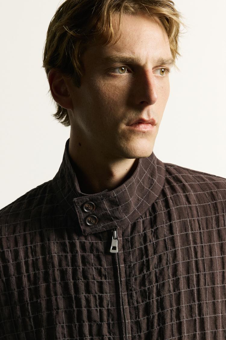 Chaqueta de cuadros de corte cropped 5