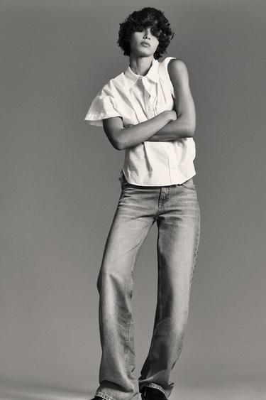 SEMI-SHEER COTTON SHIRT - Oyster-white by Zara