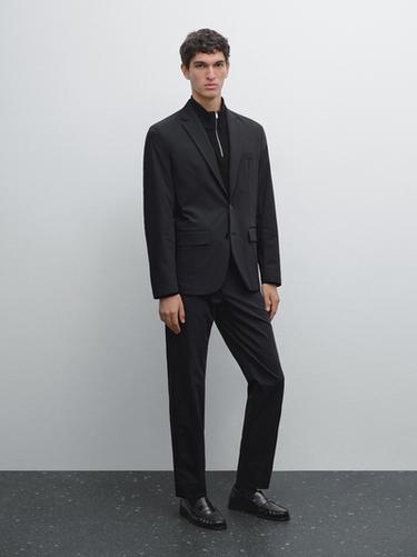 Zara Technical fabric blazer - Navy blue - Image 0