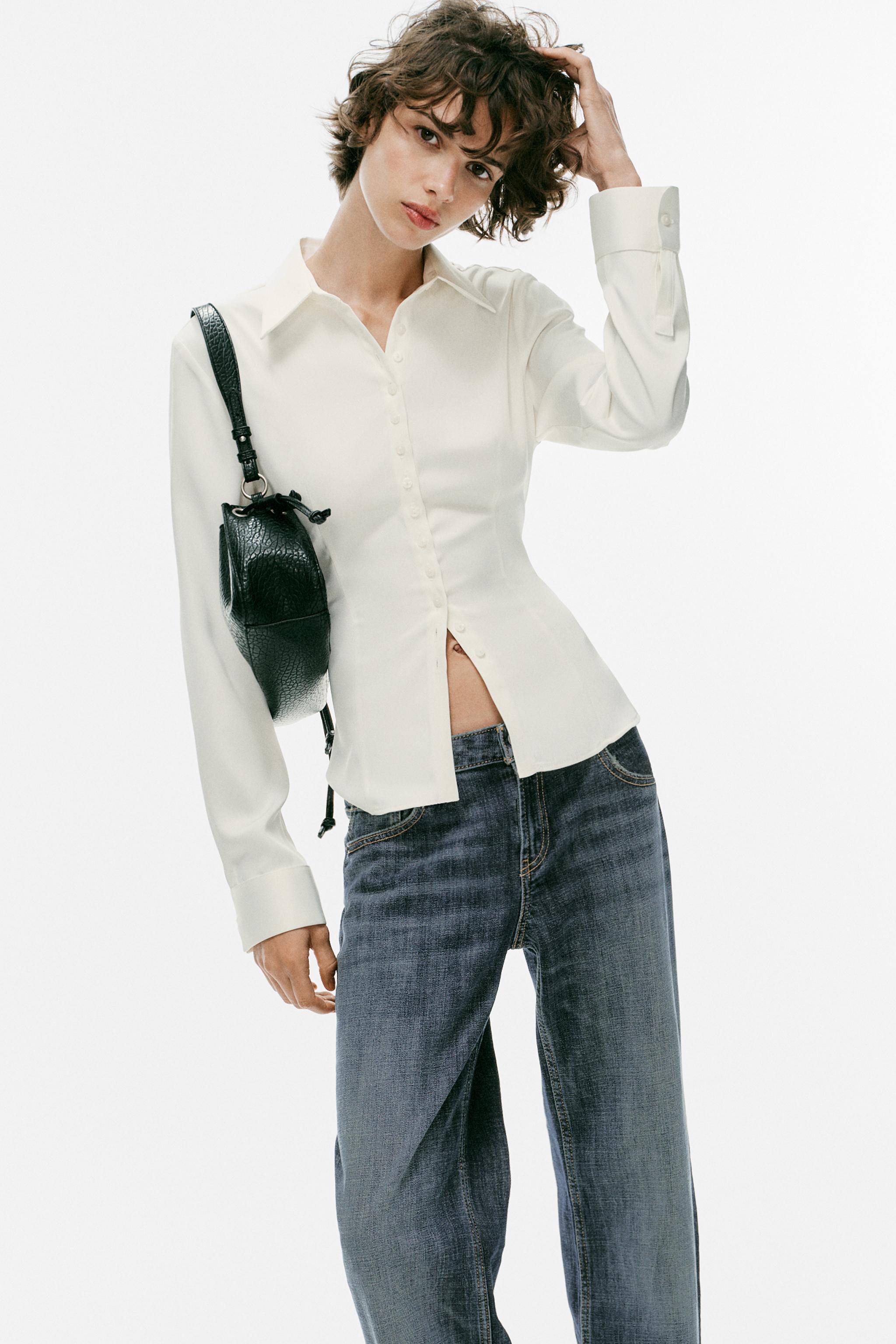 Zara FITTED SATIN SHIRT — фото 6