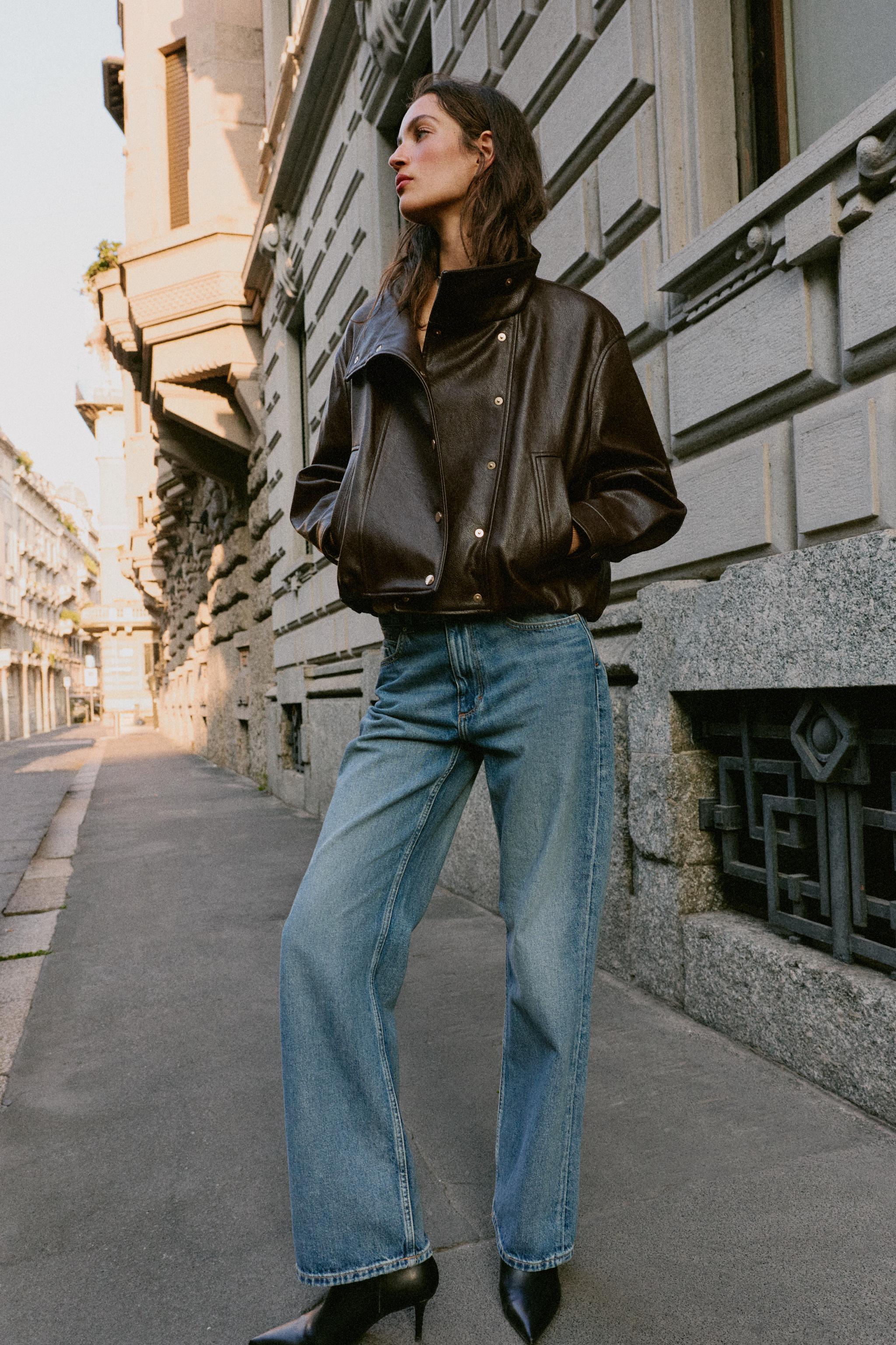 BLOUSON BOMBER MATIÈRE SYNTHÉTIQUE COL MONTANT