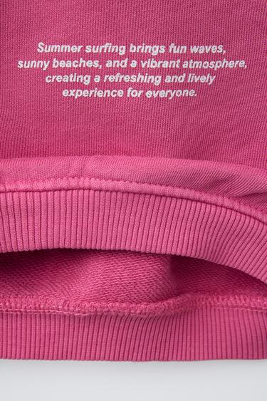 SWEATSHIRT WITH PRINTED SLOGAN - Fuchsia by Zara - Image 3