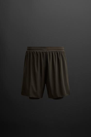 PERFORIERTE 2-IN-1-SHORTS - Dunkelbraun von Zara