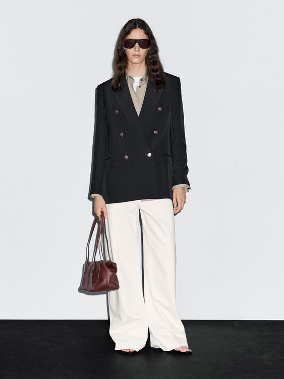 Wool blend blazer with gold buttons