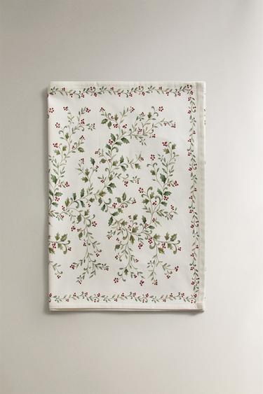 CHRISTMAS HOLLY LEAF TABLE RUNNER - Green by Zara - Image 4