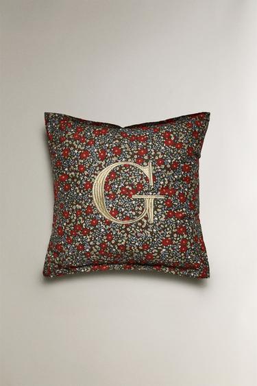 FLORAL CHRISTMAS LETTER 'G' CUSHION - Multicoloured by Zara - Image 0
