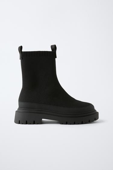 SOCK ANKLE BOOTS - Black by Zara