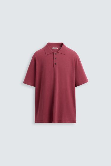 POLO DE TRICÔ COM LINHO - Framboesa da Zara