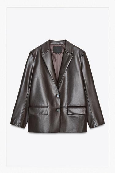 BLAZER RETO DE POLIURETANO - Chocolate da Zara