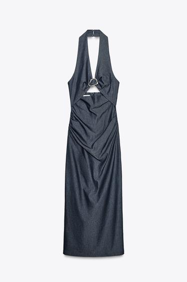 HALTER CUT-OUT MIDI DRESS - Indigo by Zara - Image 4