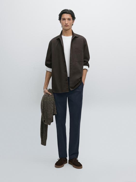 Slim fit cotton trousers