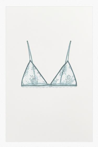 SUJETADOR TRIANGULAR ENCAJE - Azul claro de Zara