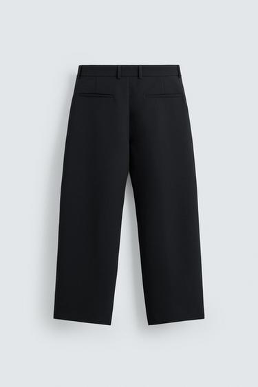 RELAXED FIT PLEATED TROUSERS - Black by Zara