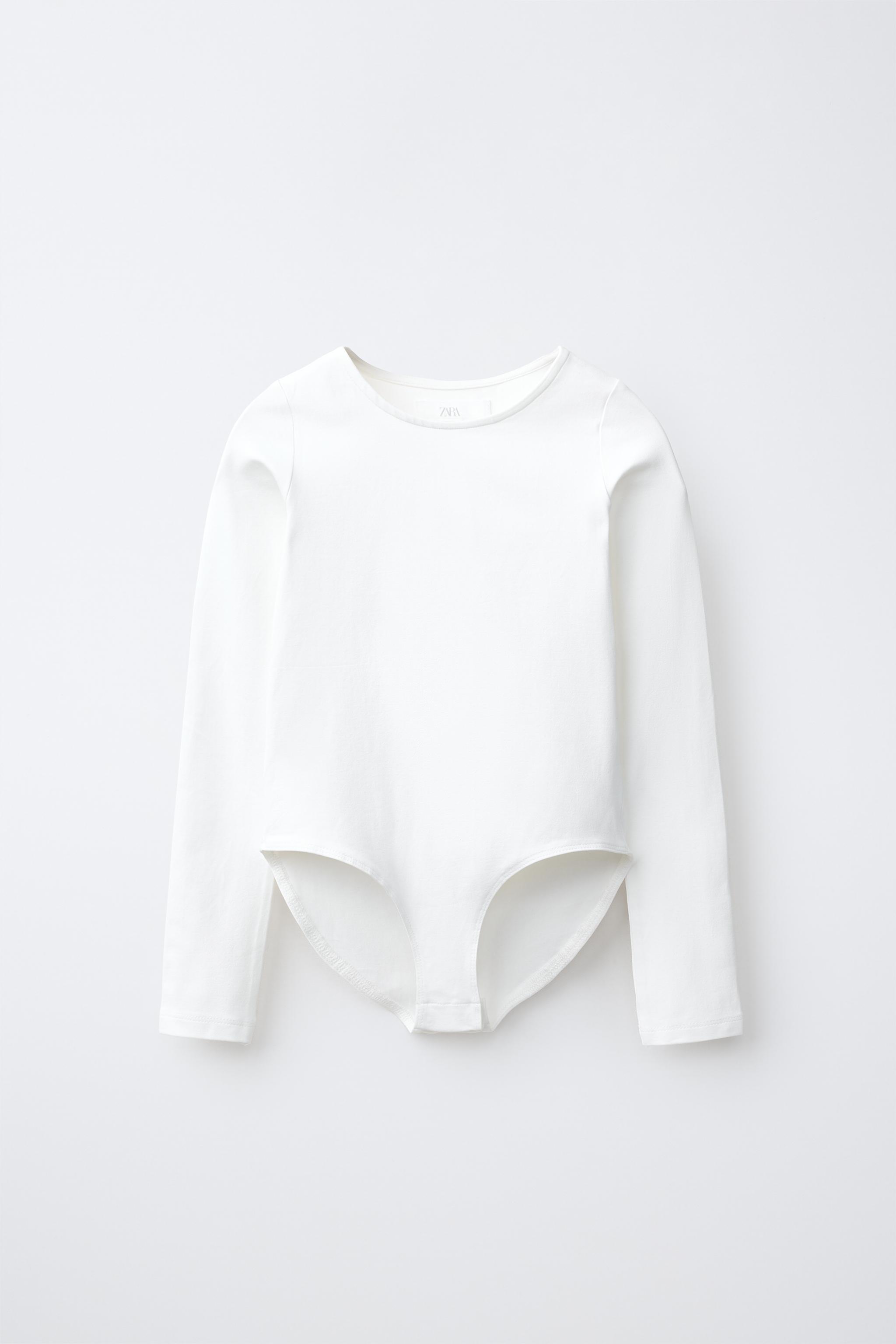 LONG SLEEVE SOLID BODYSUIT — White
