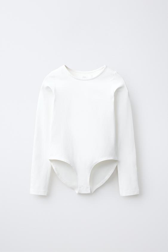 PLAIN LONG SLEEVE BODYSUIT - White de Zara - Imagen 0