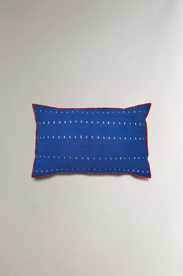 TIE-DYE COTTON CUSHION COVER WITH PIPING X TENSIRA - Blue by Zara - Image 0