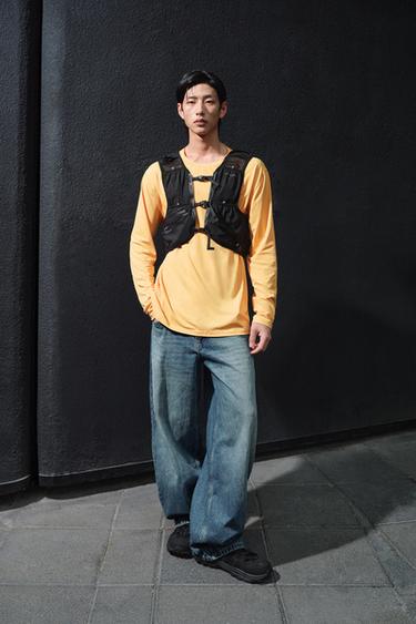 Zara 基本款機能長袖 T 恤 - 黃色