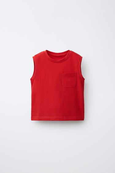 CAMISETA LISA BOLSILLO - Rojo de Zara
