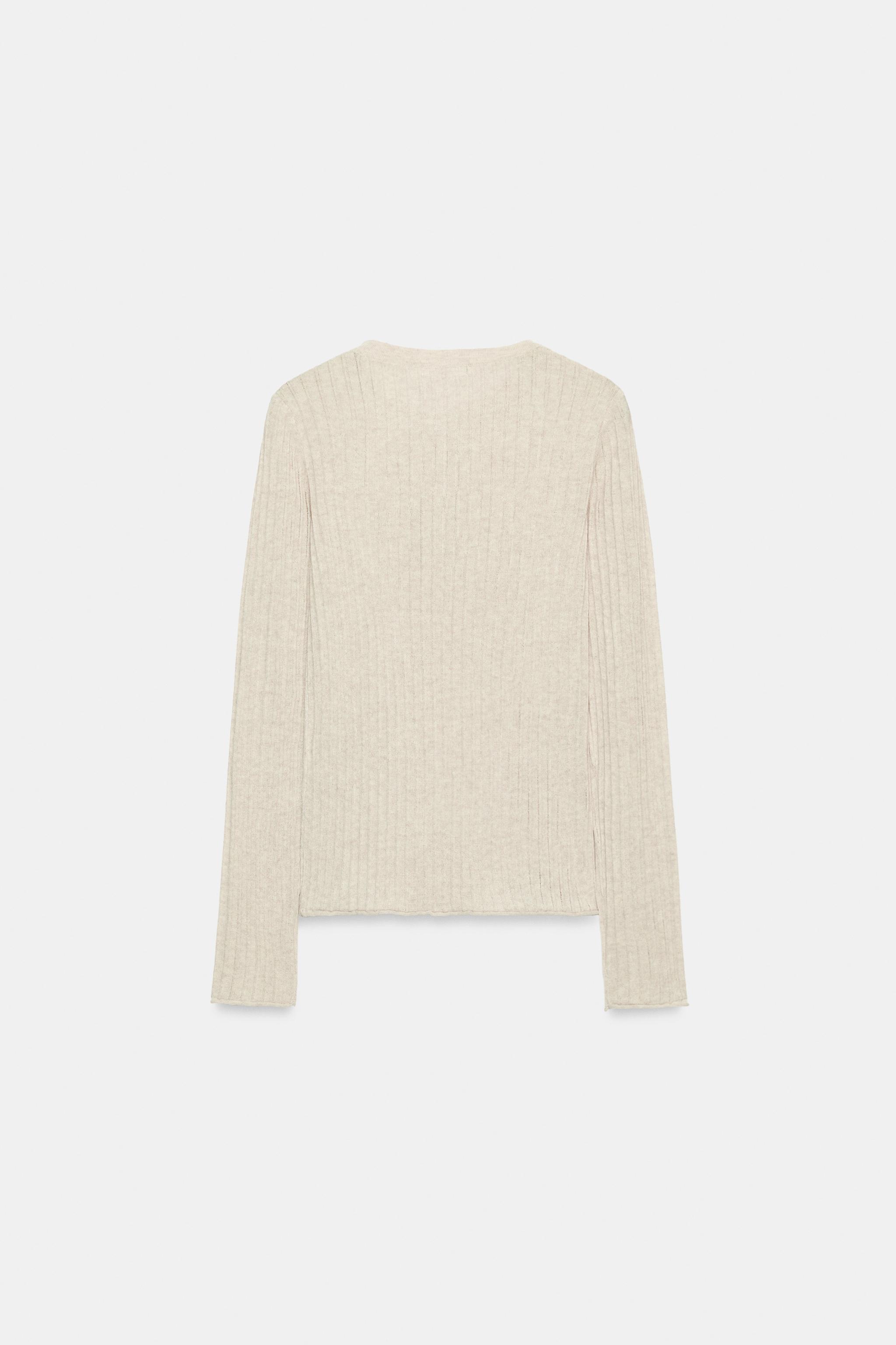 Женские футболки Zara BUTTONED HENLEY T-SHIRT — фото 8